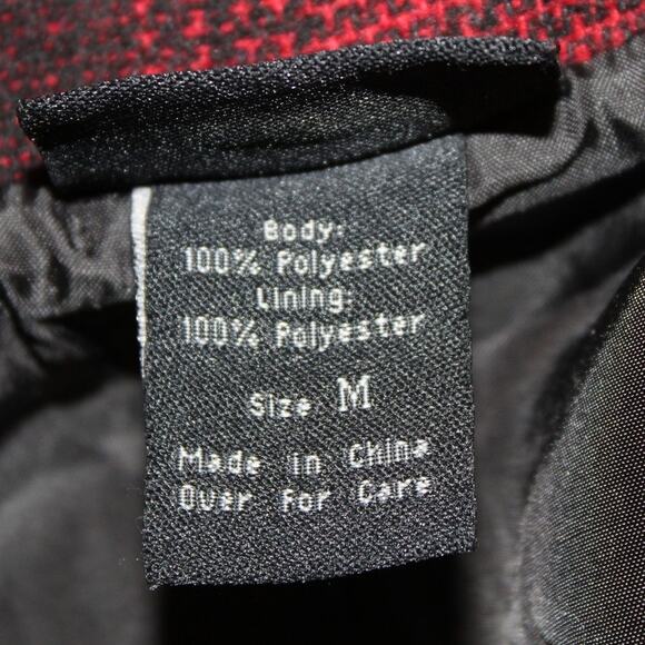 Nomadic Traders Red Black Plaid Peacoat Jacket Women’s Medium Wool Look - Picture 3 of 4